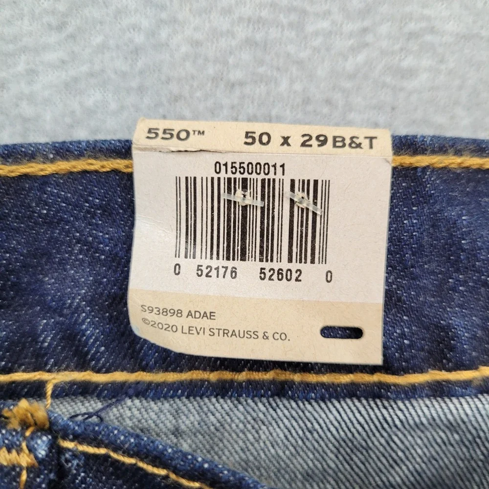 Levi's 550 Relaxed Fit Jeans Mens 50x29 Blue Big & Tall NWT 015500011